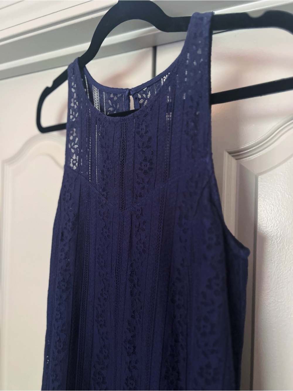Abercrombie & Fitch Y2K Navy Lace Babydoll Mini Dress XS Fairy Grunge Boho - Picture 3 of 5